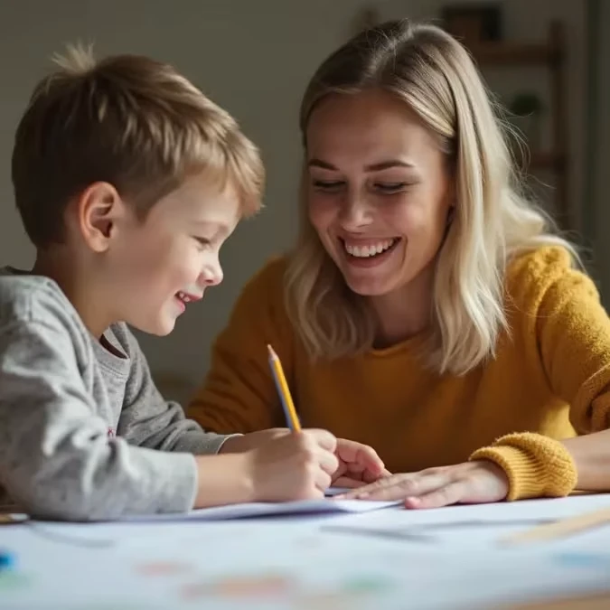 mae ajudando seu filho